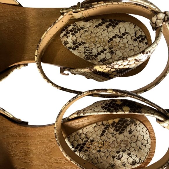 Express Snakeskin Clog Sandal with Ankle Strap 8 - Picture 6 of 7